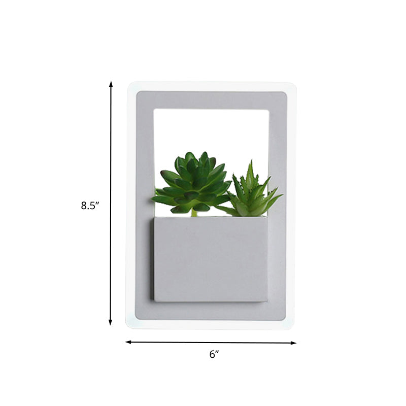 Sikunuo | Acrylic White Wall Lamp Round/Rectangular/Diamond LED Industrial Plant Wall Lighting Fixture in Warm/White Light