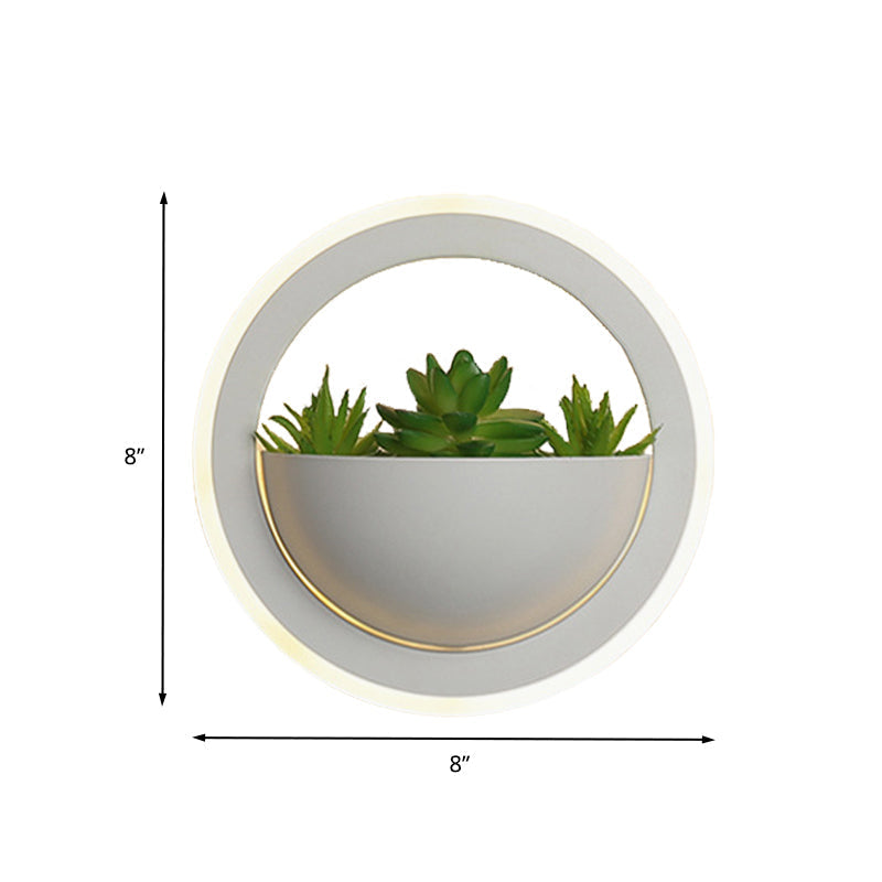 Sikunuo | Acrylic White Wall Lamp Round/Rectangular/Diamond LED Industrial Plant Wall Lighting Fixture in Warm/White Light