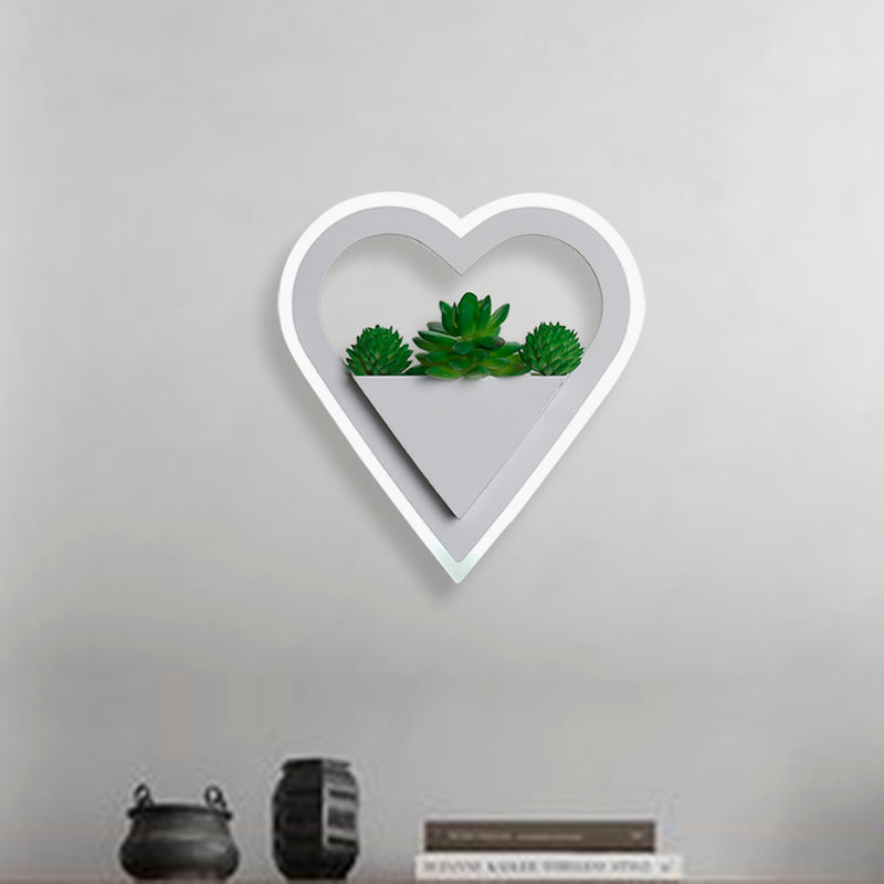 Sikunuo | Acrylic White Wall Lamp Round/Rectangular/Diamond LED Industrial Plant Wall Lighting Fixture in Warm/White Light