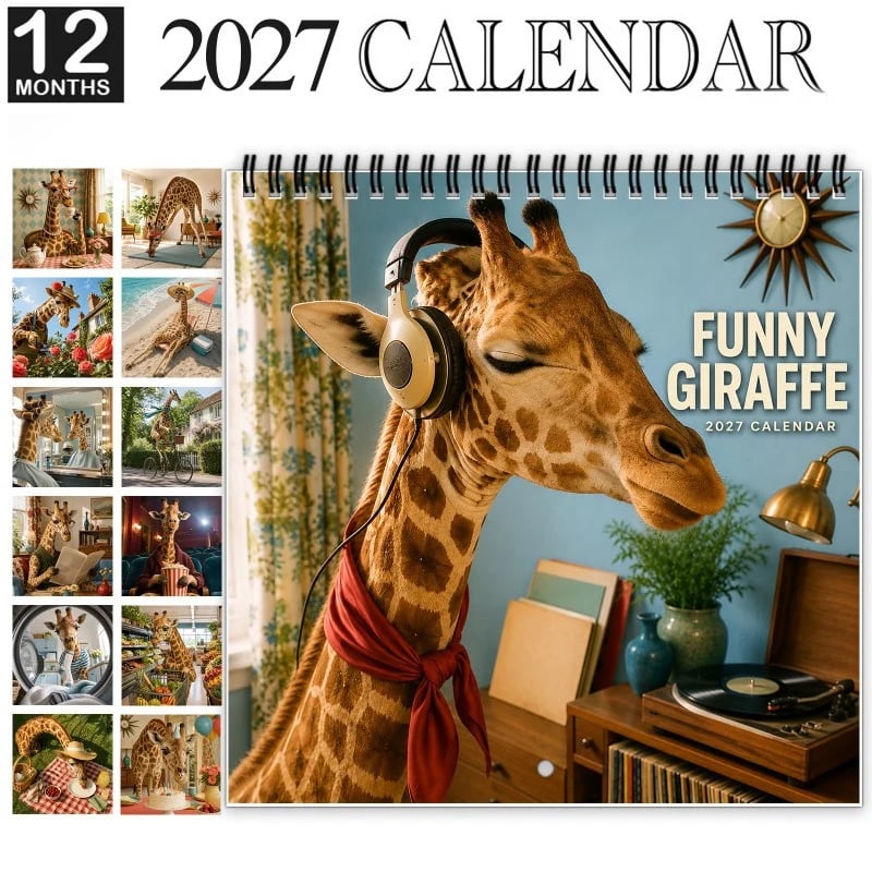 Funny Giraffe 2027 Wall Calendar