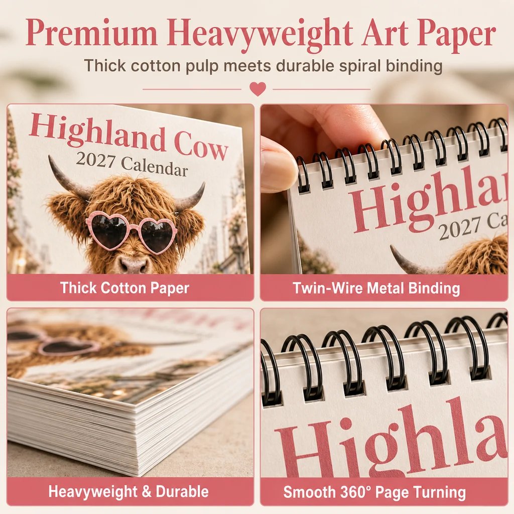 Highland Cow 12-Month Wall Calendar