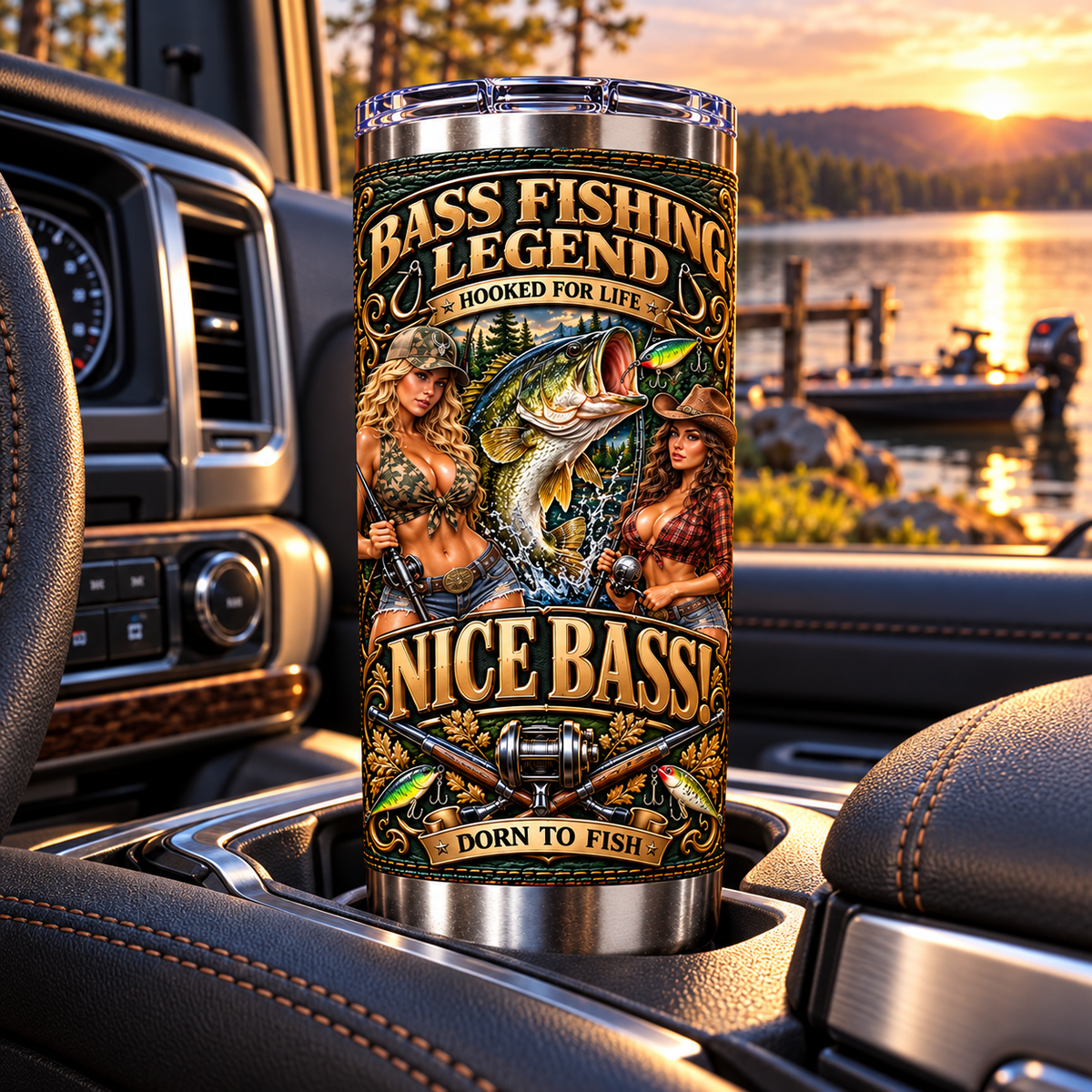 Bass Fishing Legend “Nice Bass!” Insulated Travel Tumbler