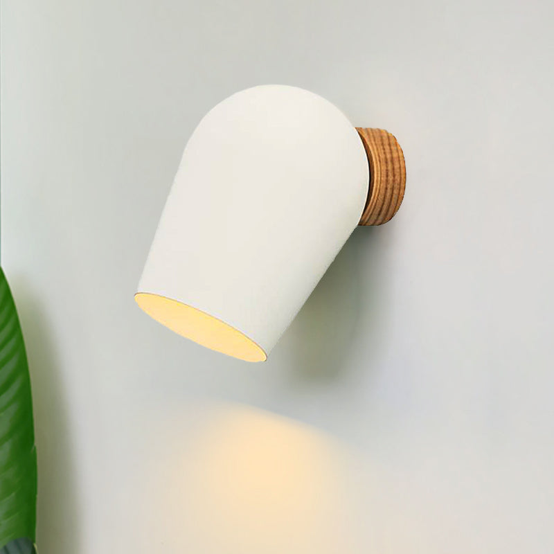 Sikunuo | Dome Wall Light with White Metal Shade 1 Light Nordic Wall Lighting for Nightstand