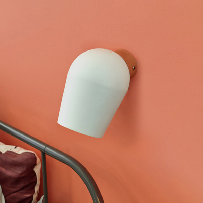 Sikunuo | Dome Wall Light with White Metal Shade 1 Light Nordic Wall Lighting for Nightstand