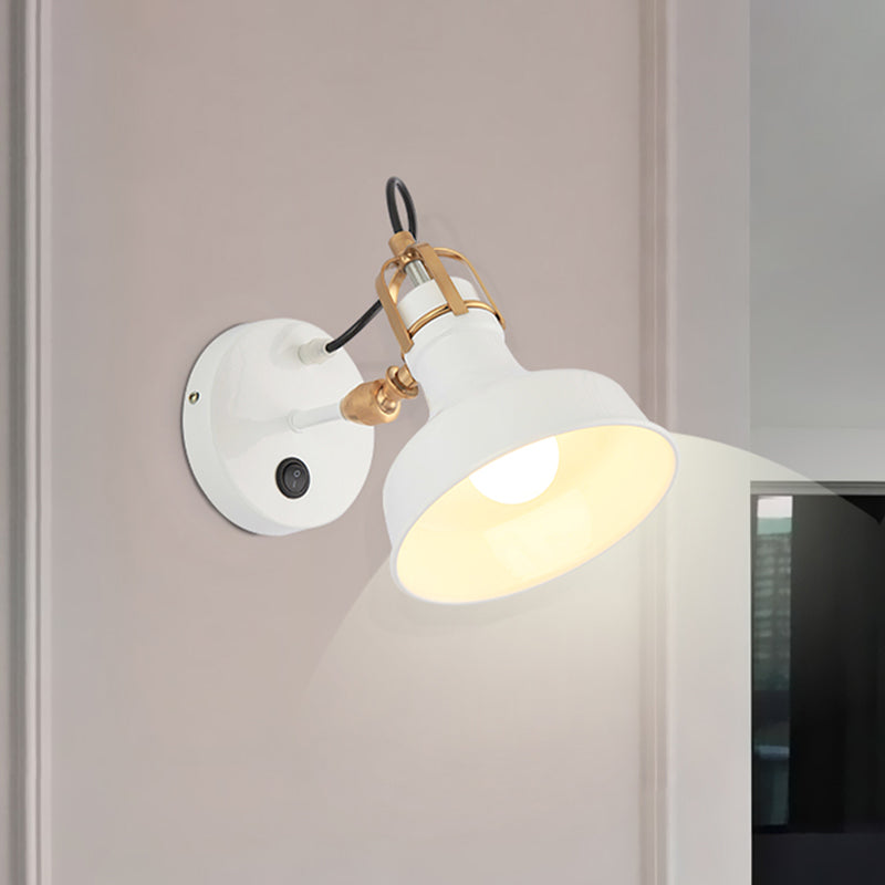 Sikunuo | White Barn Wall Sconces Lighting Contemporary Metallic 1 Light Wall Mounted Fixture with Switch