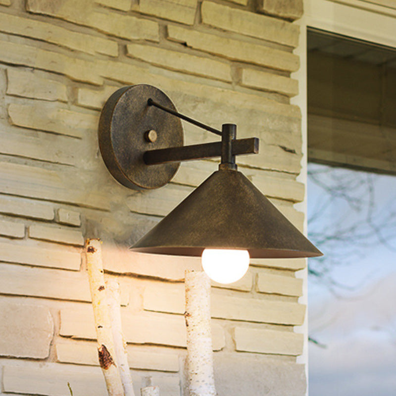 Sikunuo | 1 Metal Wall Lamp Light Industrial Aged Silver/Bronze Cone Dining Room Lighting Fixture