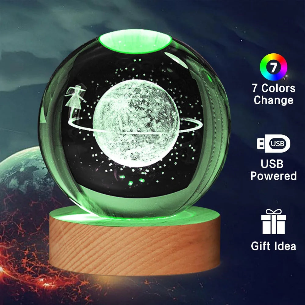 Sikunuo | Dreamy Galaxy 3D Planets Lighted Glass Sphere