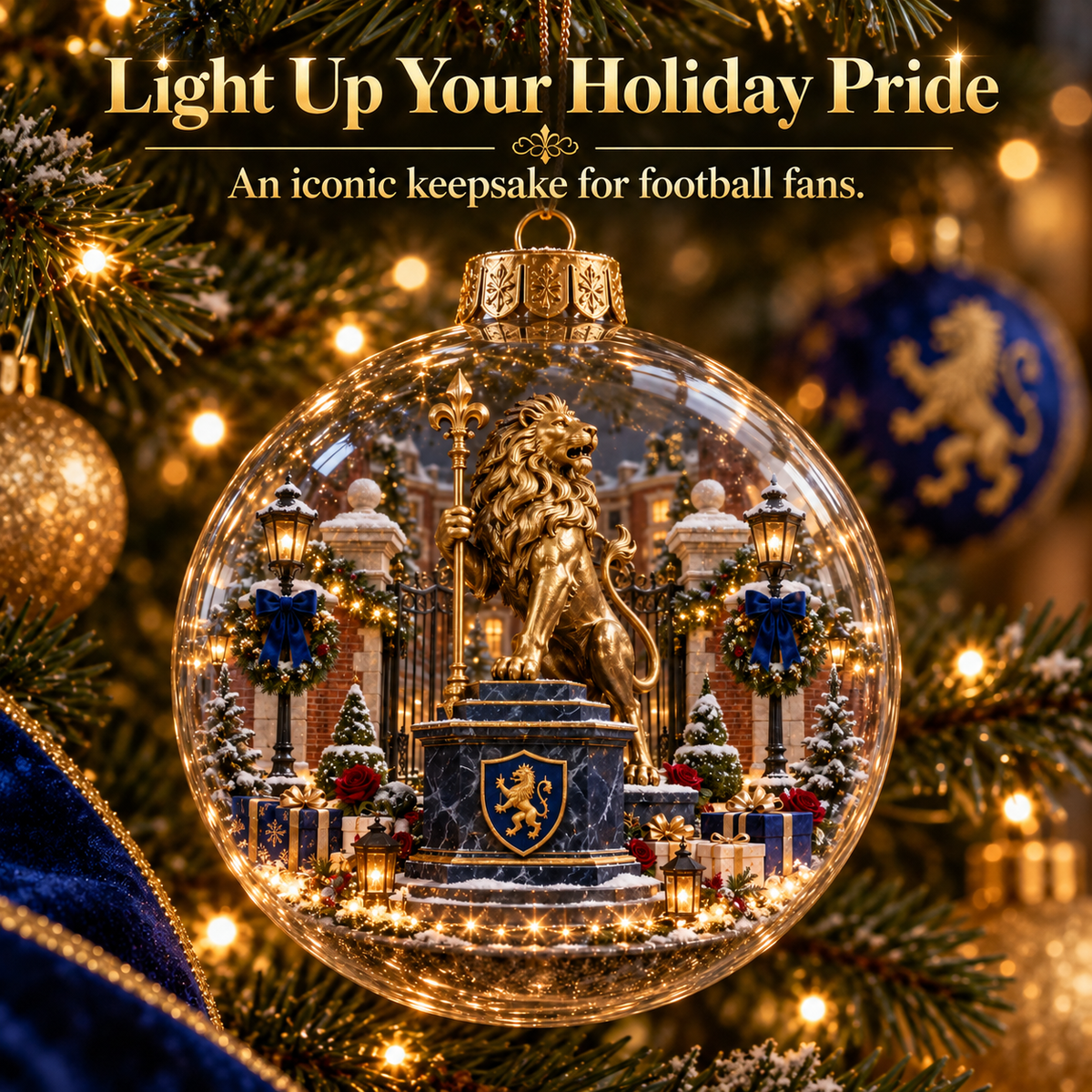 Keep the Blue Flag Flying High Light-Up Football Heritage Ornament