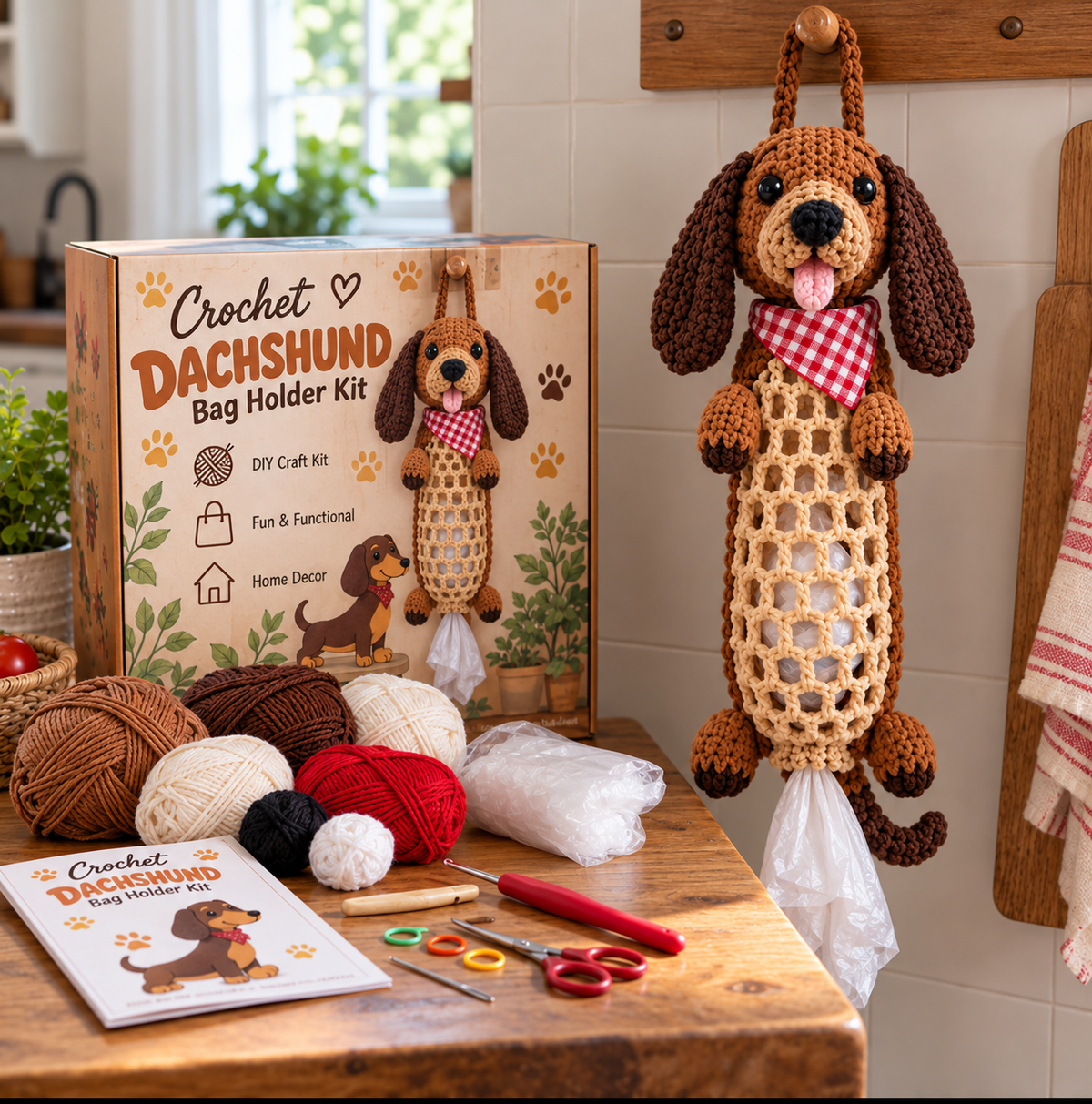 DIY Crochet Animal Bag Holder – Grocery Bag Dispenser Kit