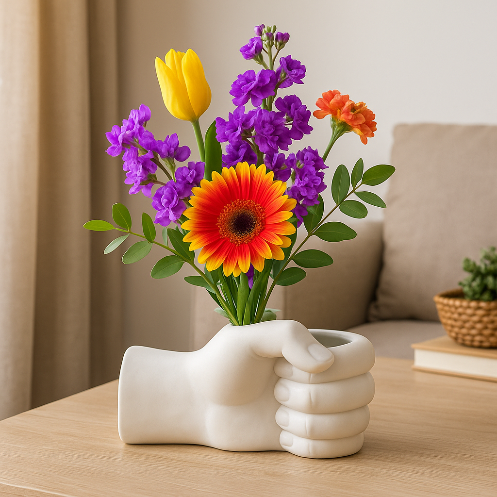 Sikunuo | Artistic Hand Gesture Ceramic Tabletop Flower Vase