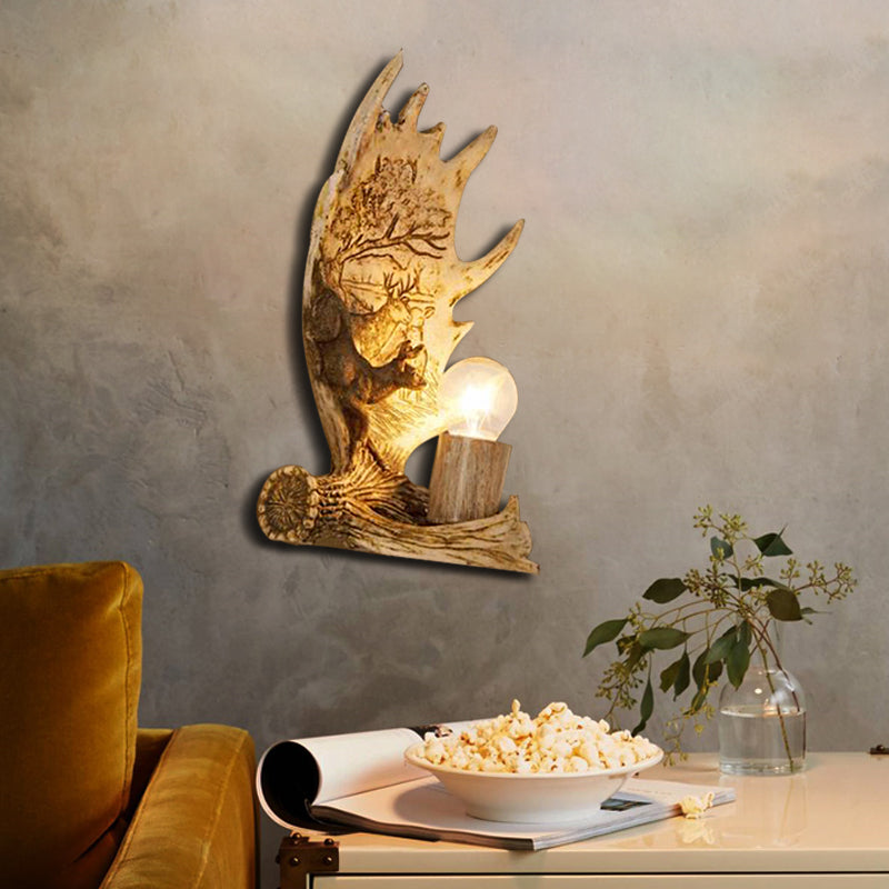 Sikunuo | 1 Light Marble Wall Light Modern Style Bronze Cylinder Dining Room Wall Light with Moose