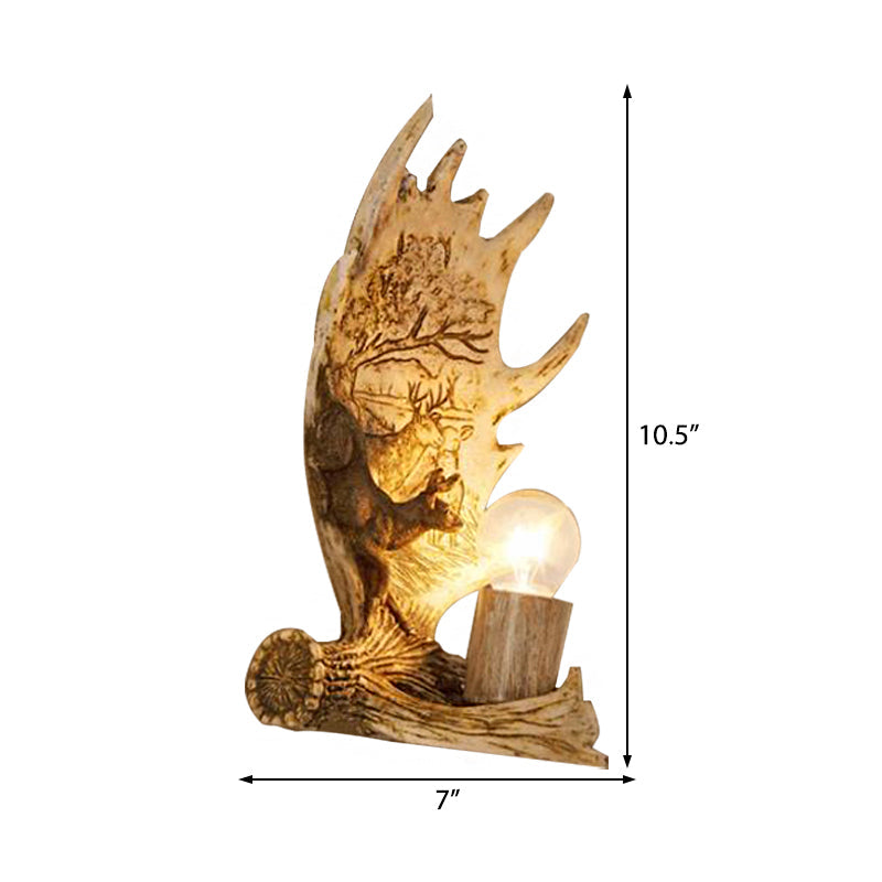 Sikunuo | 1 Light Marble Wall Light Modern Style Bronze Cylinder Dining Room Wall Light with Moose
