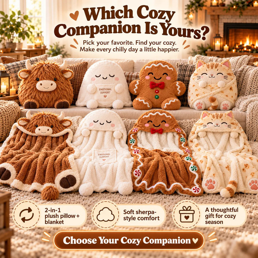 2-in-1 Plush Pillow & Blanket Collection
