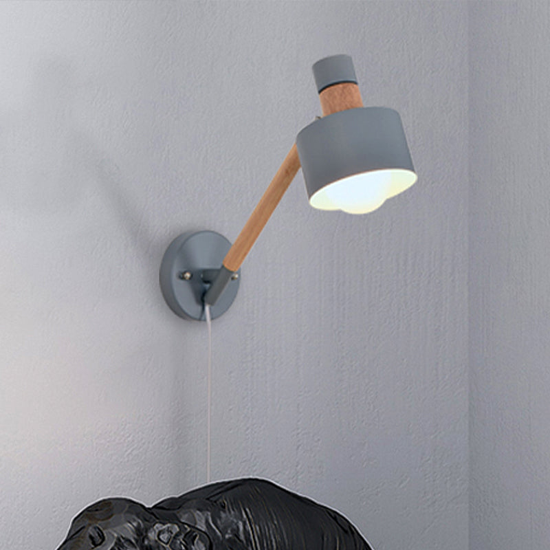 Sikunuo | 5.5"/6"/7" W Armed Wall Sconce Minimalism Metal 1 Main Wall Mount Lighting in Gray for Living Room