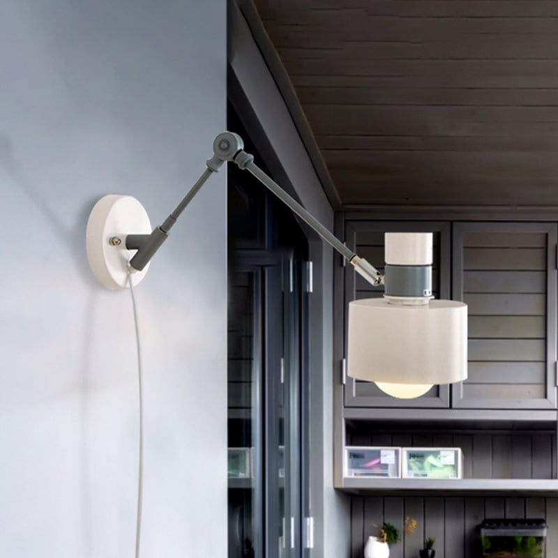Sikunuo | 5.5"/6"/7" W Armed Wall Sconce Minimalism Metal 1 Main Wall Mount Lighting in Gray for Living Room