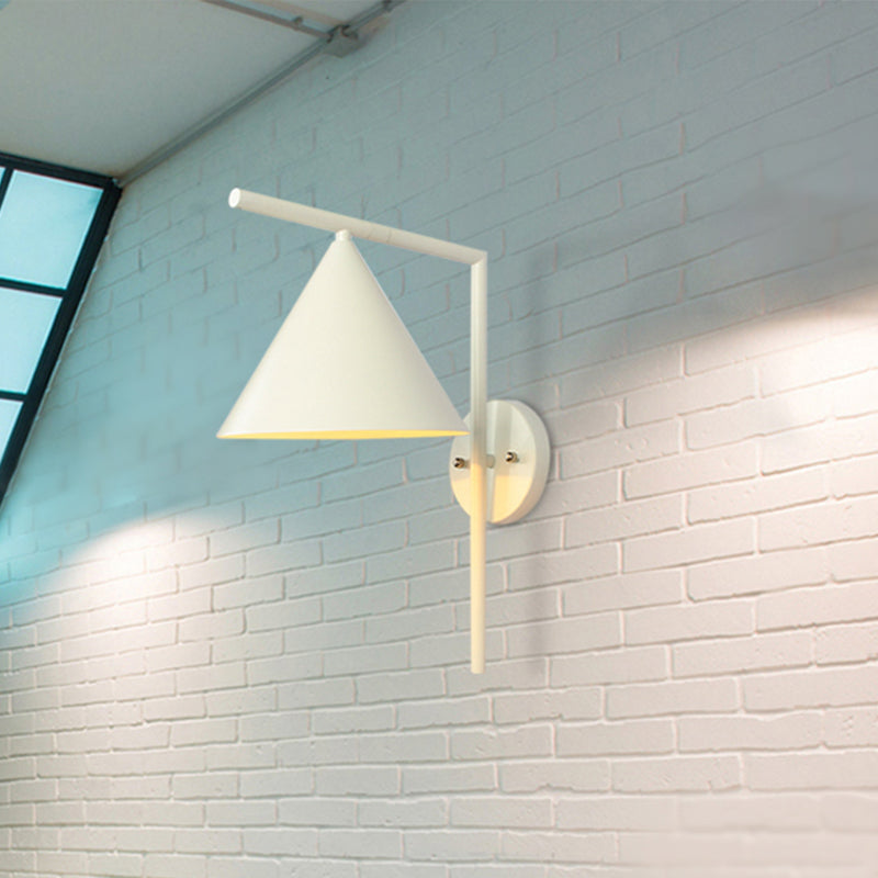 Sikunuo | Cone Metal Wall Lighting Contemporary 1 Light Black/White/Gold Wall Lamp Over Table, 8" B