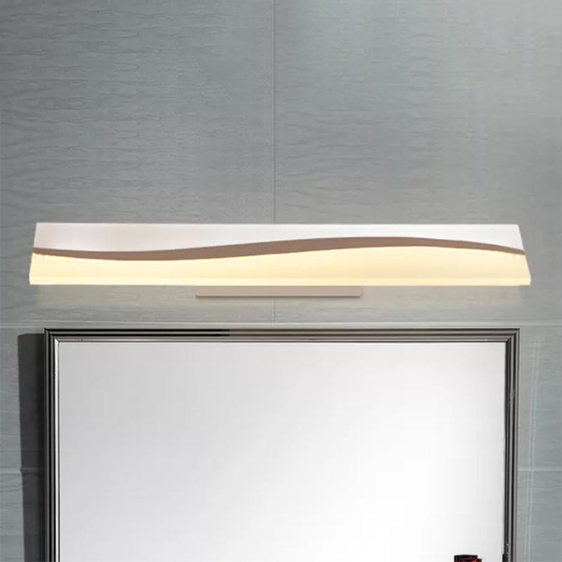 Sikunuo | Acrylic Rectangular Makeup Mirror Lamp Simple 16"/19.5"/23" Width LED Bathroom Light over Mirror in Warm/White, Water and Fog Resistant