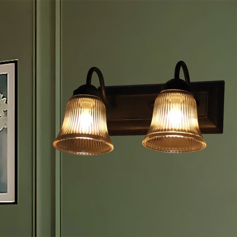 Sikunuo | Bell Clear Texture Glass Wall Lamp Industry One Lamp Bedroom Sconce Light in Black