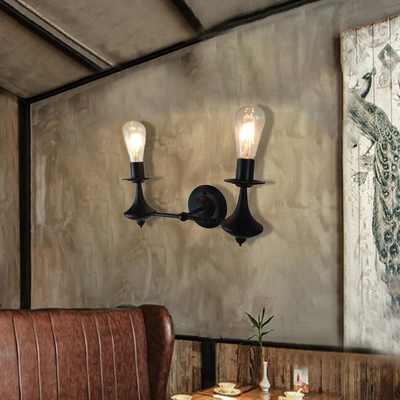 Sikunuo | Metal Exposed Bulb Wall Lighting Industrial 1/2 Light Dining Room Wall Lamp Fixture