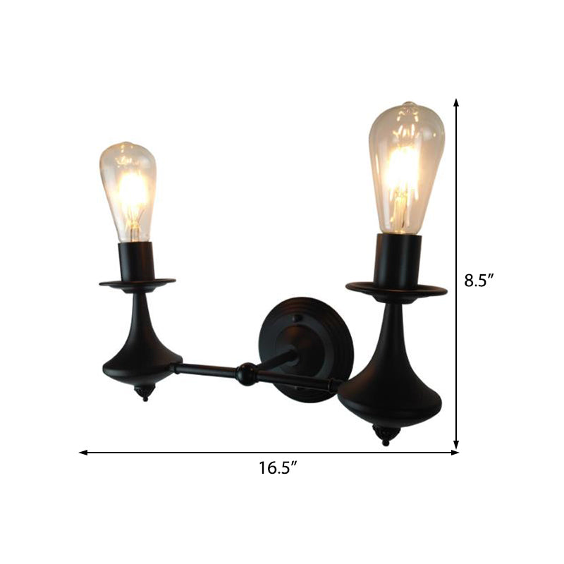 Sikunuo | Metal Exposed Bulb Wall Lighting Industrial 1/2 Light Dining Room Wall Lamp Fixture
