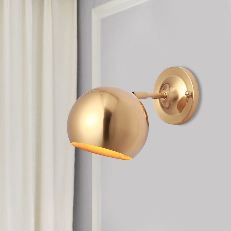 Sikunuo | Brass 1 Lightbulb Wall Lamp Sconces Loft Style Metal Globe Shade Wall Mounted Lamp for Dining Room