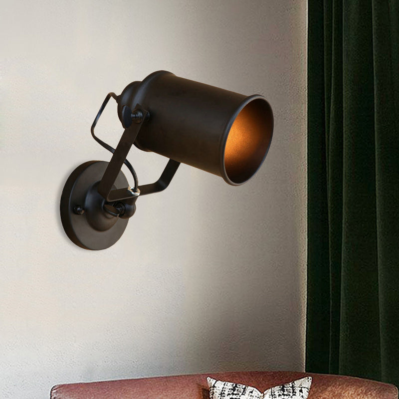 Sikunuo | Cylinder Metallic Wall Light Antique Style 1 Light Living Room Wall Mounted Light in Black/Rust