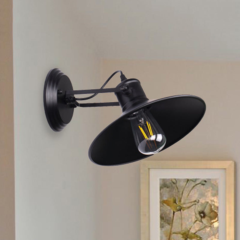 Sikunuo | Metallic Saucer Wall Light Antique Style 1-Bulb Hallway Wall Light Lamp in Black/Rust