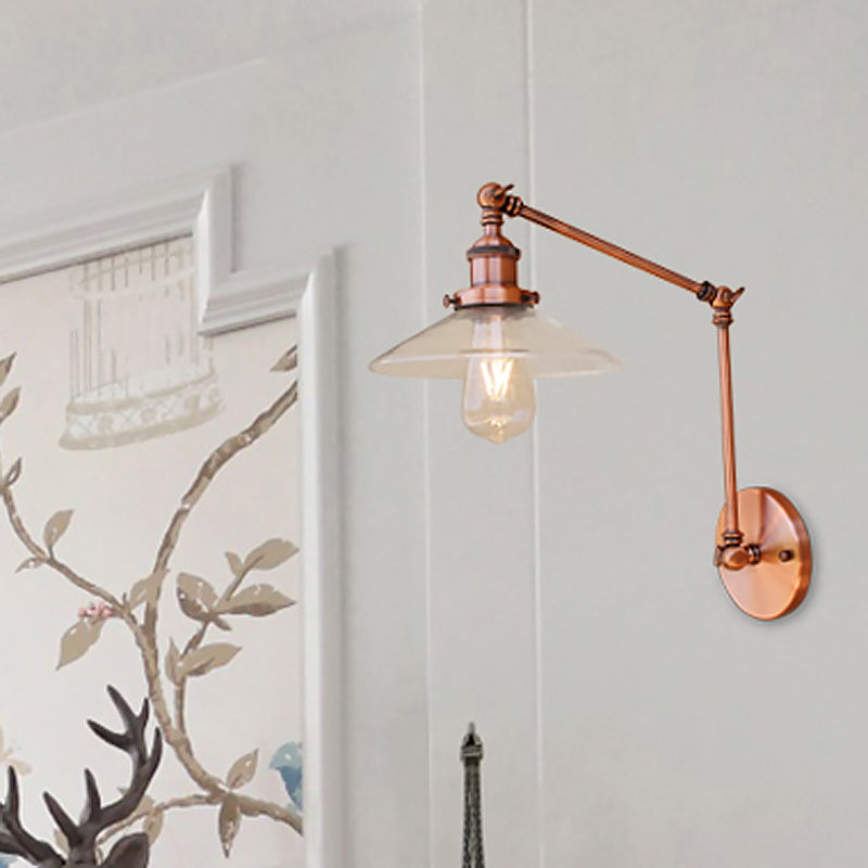 Sikunuo | Rustic conical wall lighting 1 bulb clear glass wall light in copper for café