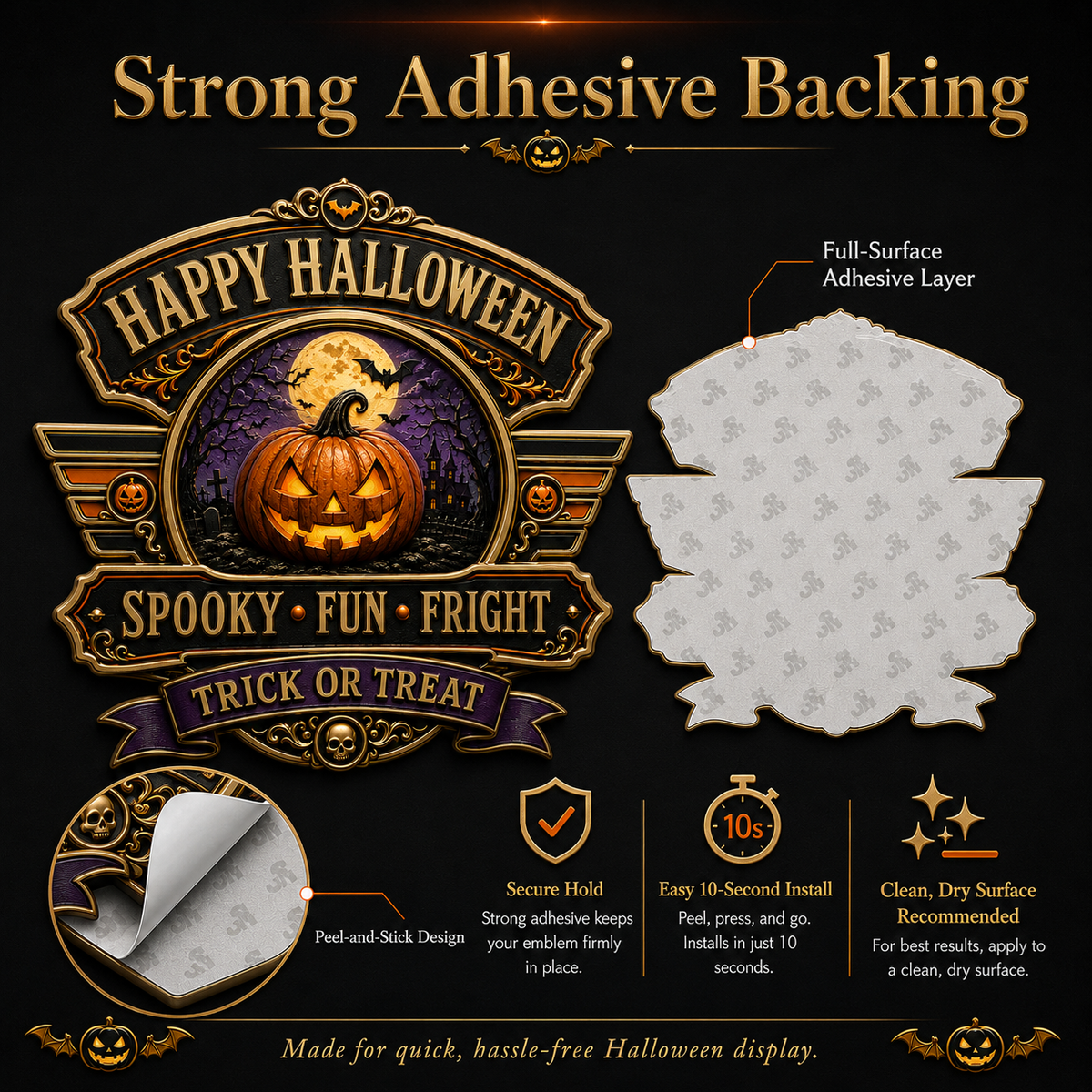 Happy Halloween Metal Car Emblem