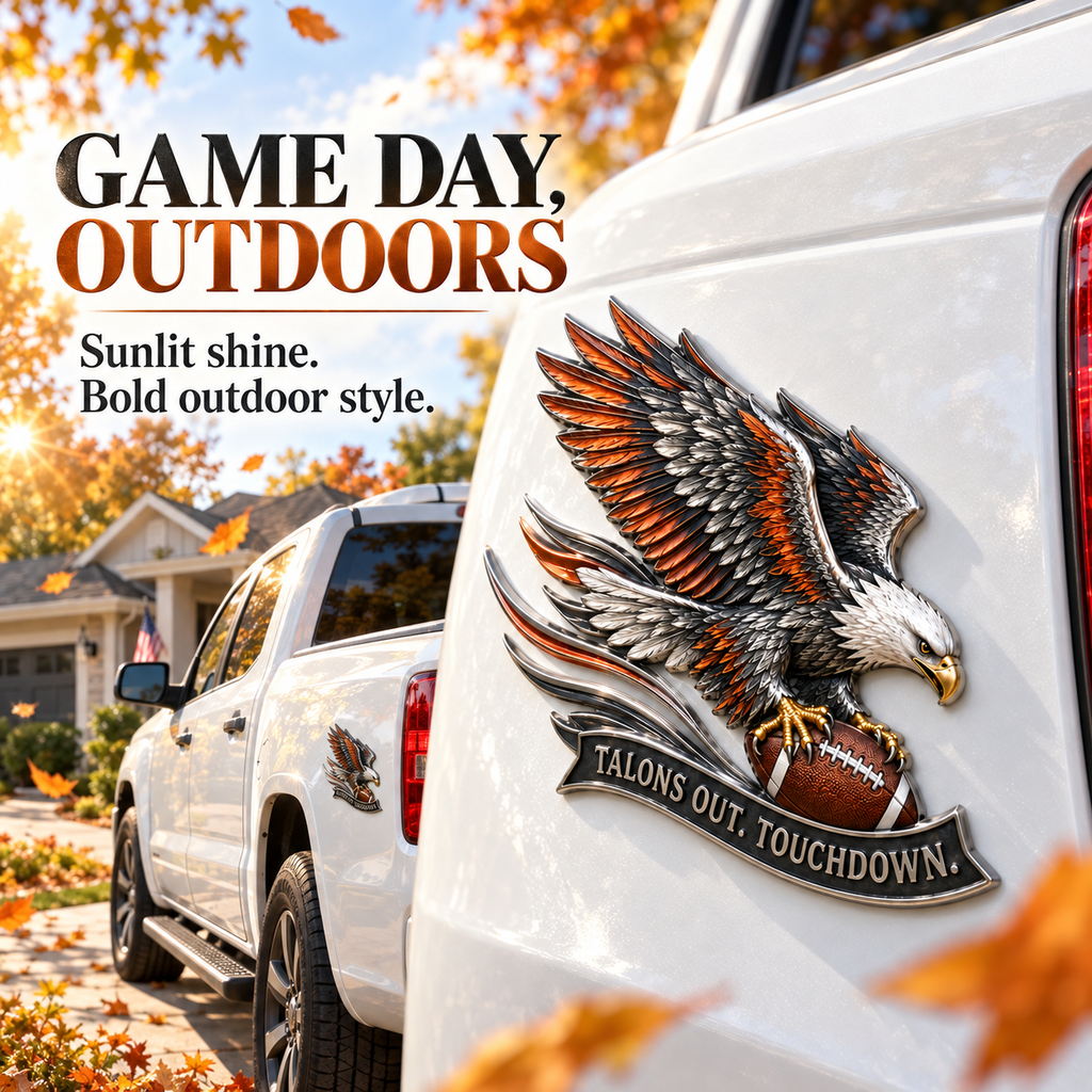 "Talons Out. Touchdown!" Premium Metal Eagle Car Emblem