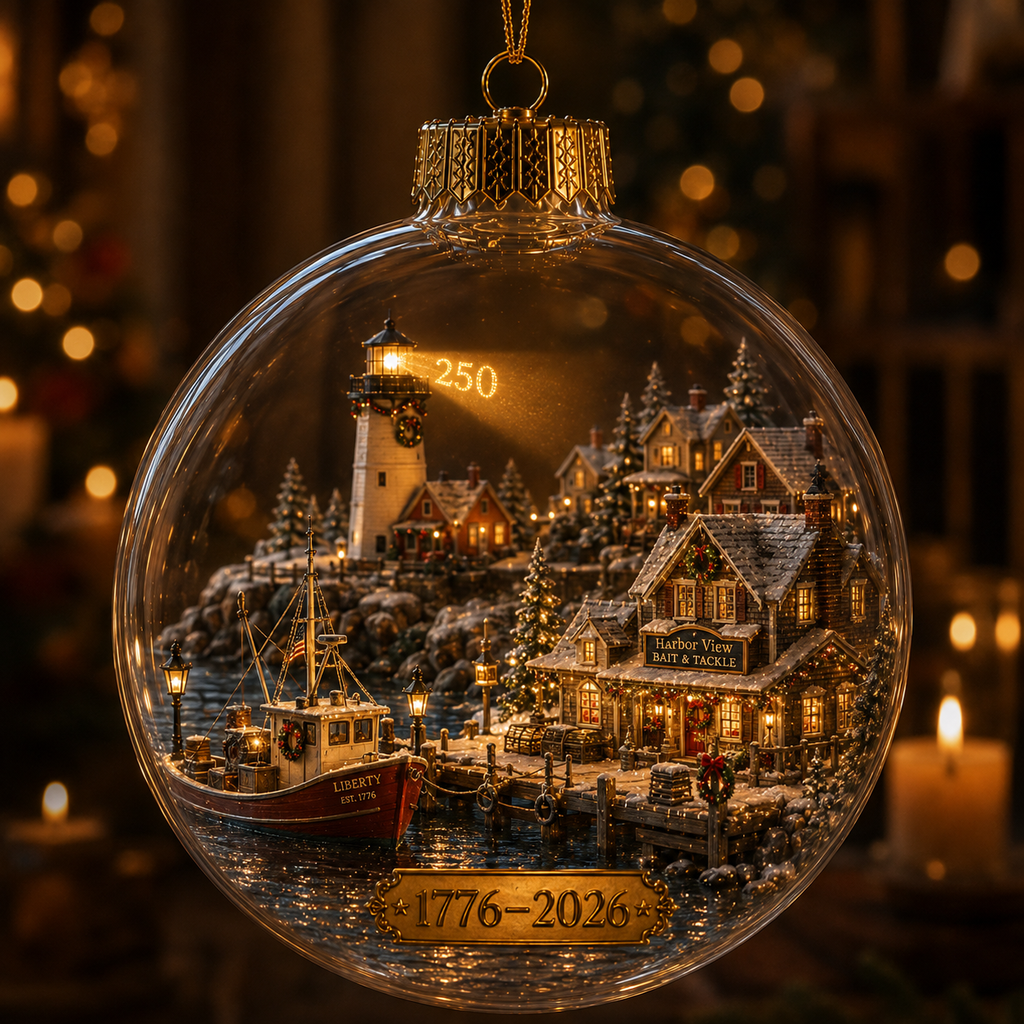 America 250th Anniversary Light-Up Christmas Globe Ornament