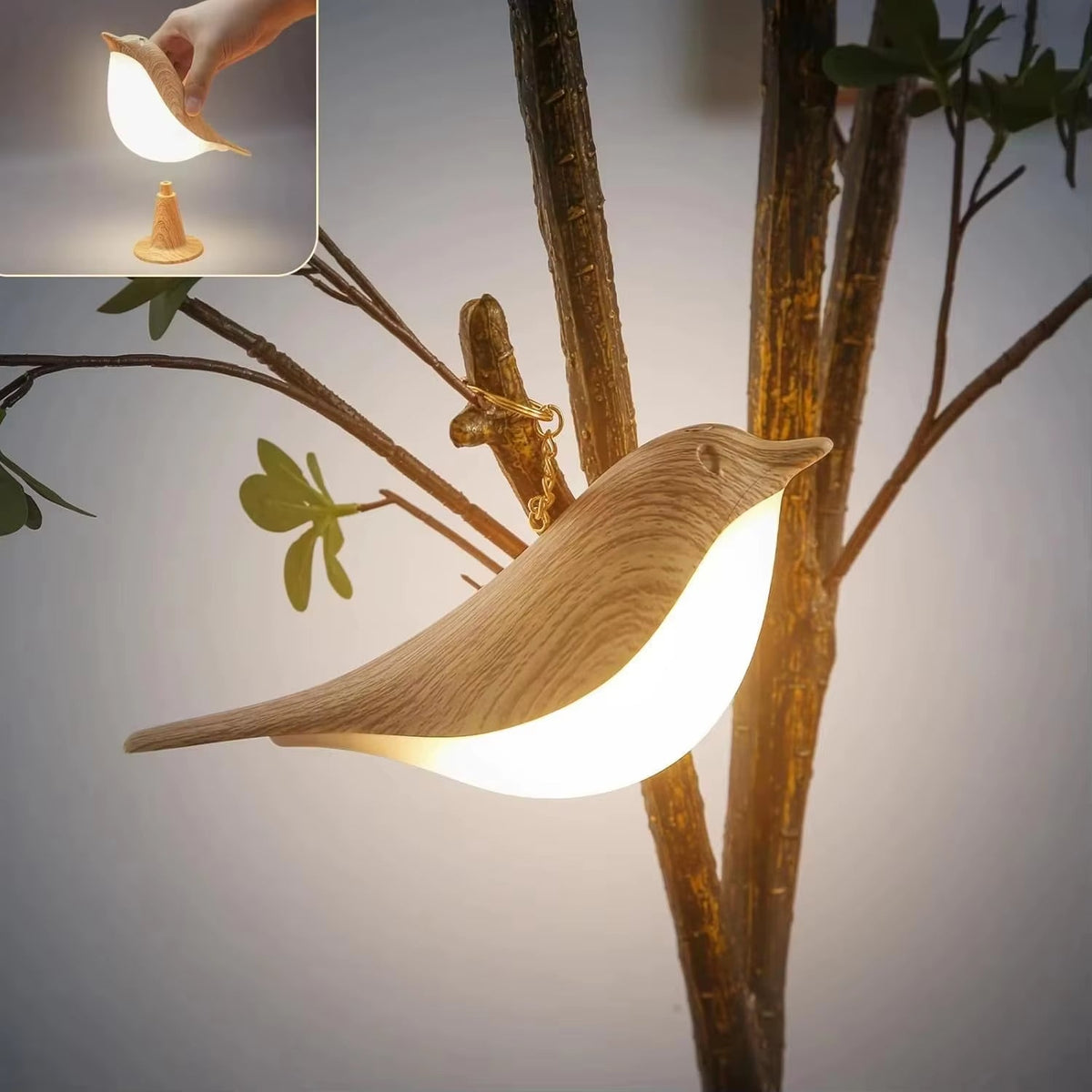 Sikunuo | Wooden Bird LED Touch-Switch Night Lamp