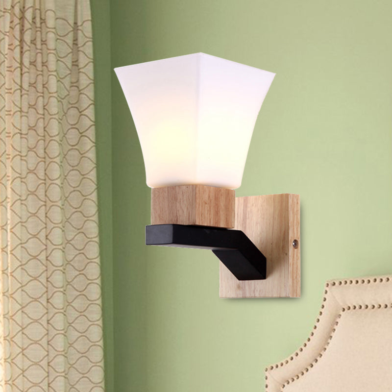 Sikunuo | Modern White Wall Light Inverted Bell One Head Matte Glass Wall Lamp for Bedroom Dining Room