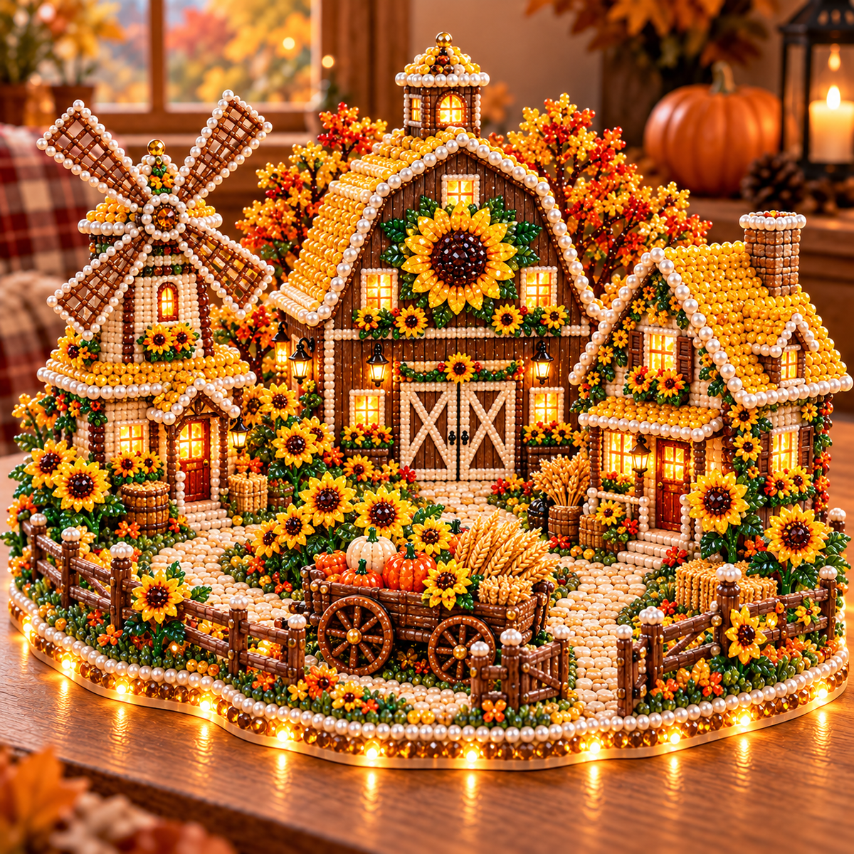 DIY Sparkling Autumn Village — 3D Diamond Art Decoration Kit