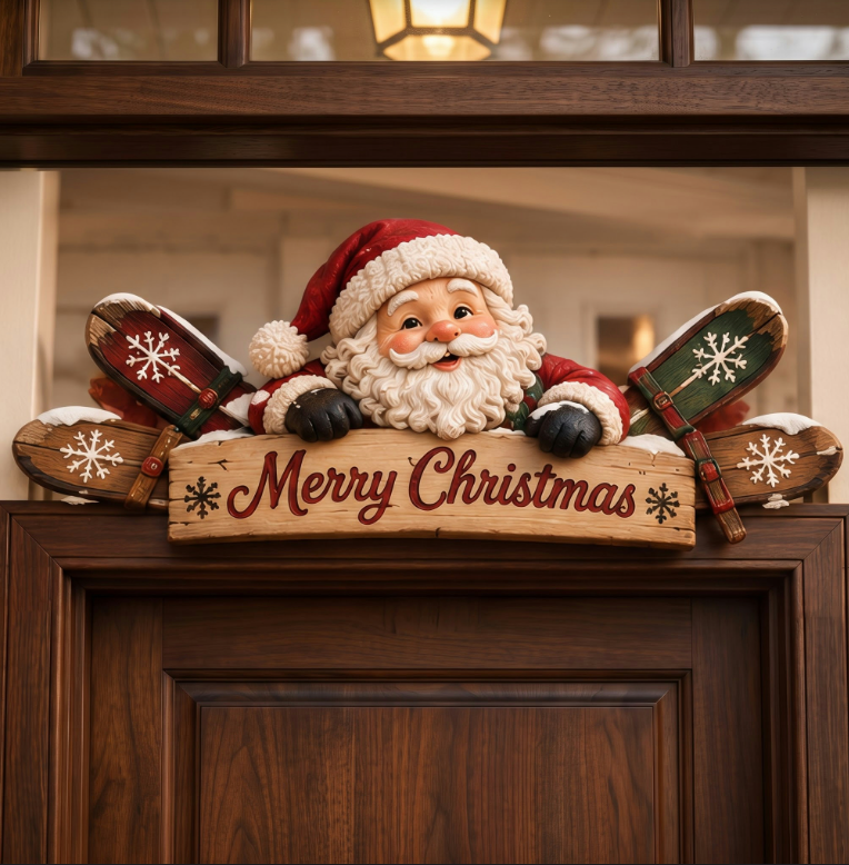 Winter Mountain Cabin Door Topper