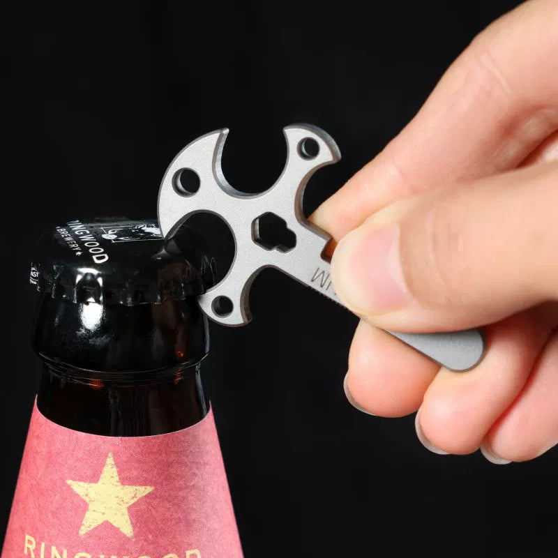 Sikunuo | Titanium Cross Multi-Tool Keychain - Portable Pry Bar, Bottle Opener & Serrated Necklace