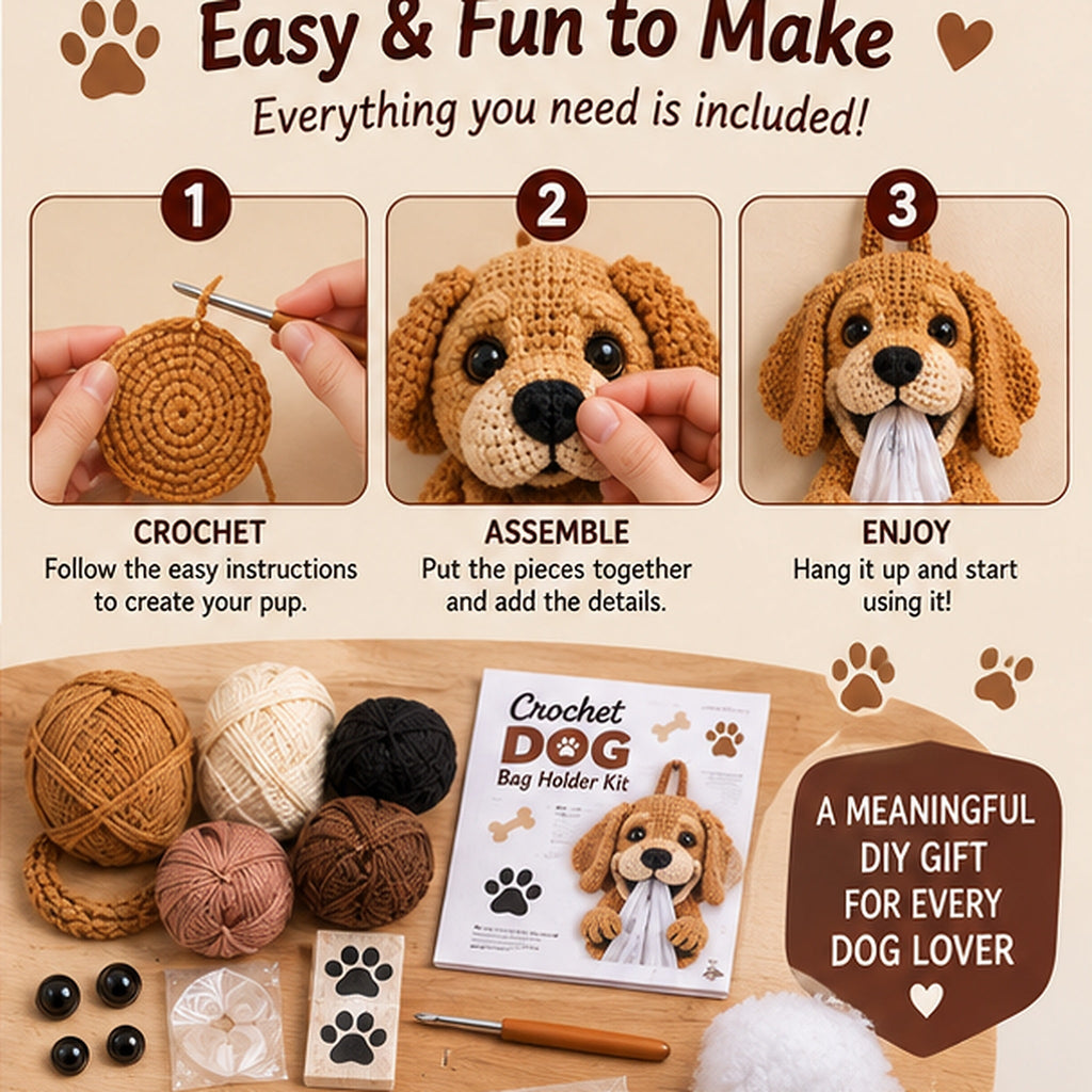 DIY Crochet Dog Bag Holder Kit – 6 Adorable Breeds