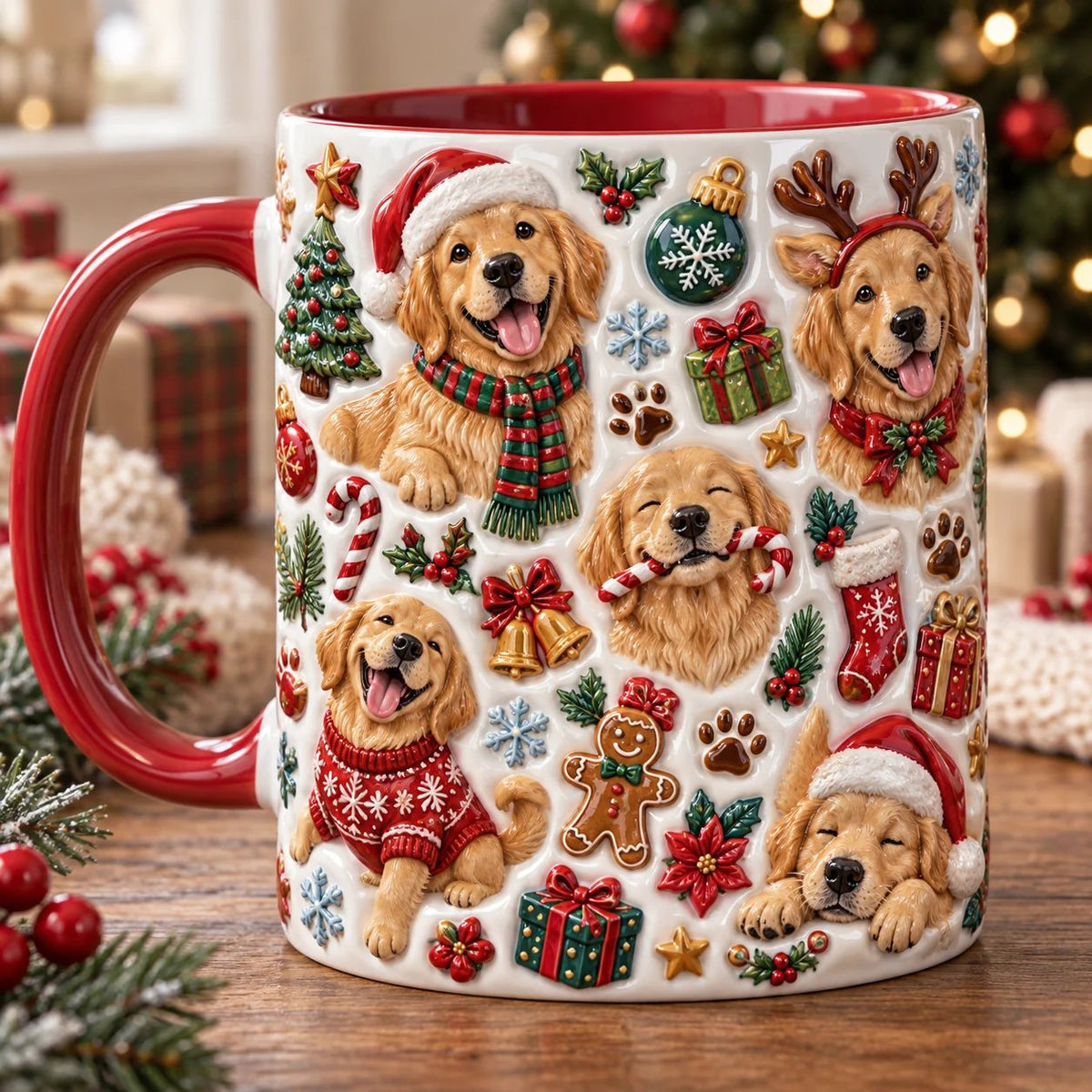 Golden Retriever Christmas Accent Mug