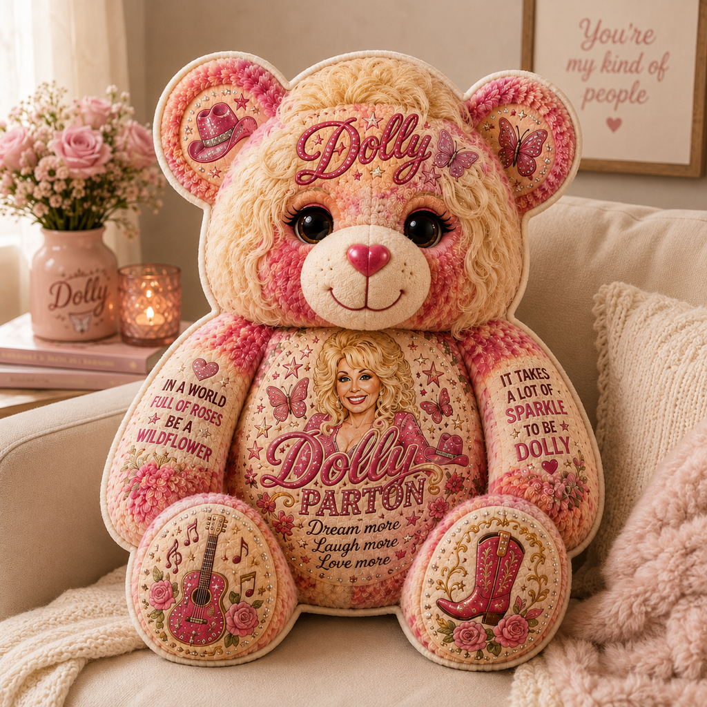 Country Music Lover Gift Dolly Parton Bear Pillow