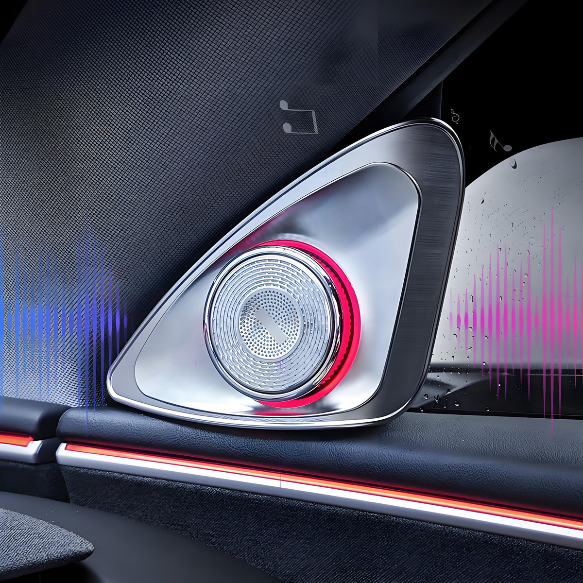 Sikunuo 4D Rotating LED Ambient Tweeter Speakers for Model Y Juniper / Model 3 Highland