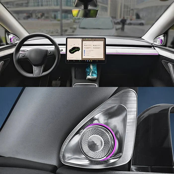Sikunuo 4D Rotating LED Ambient Tweeter Speakers for Model Y Juniper / Model 3 Highland