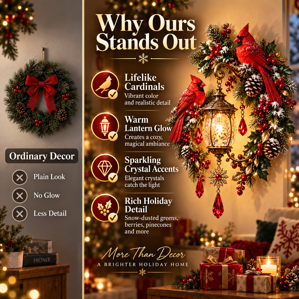 Cardinal Christmas Lantern Glow – Lighted Holiday Wall Decor