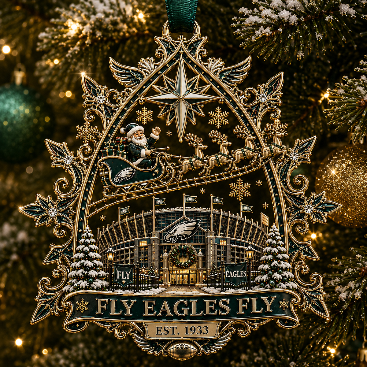 FLY EAGLES FLY Christmas Stadium Keepsake Ornament