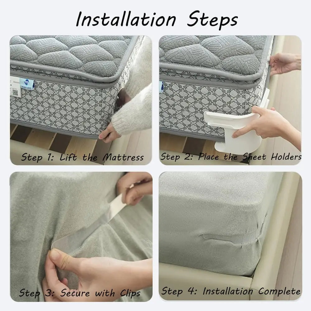 Sikunuo | 4-piece bed sheet holder set – secure hold for all mattress sizes