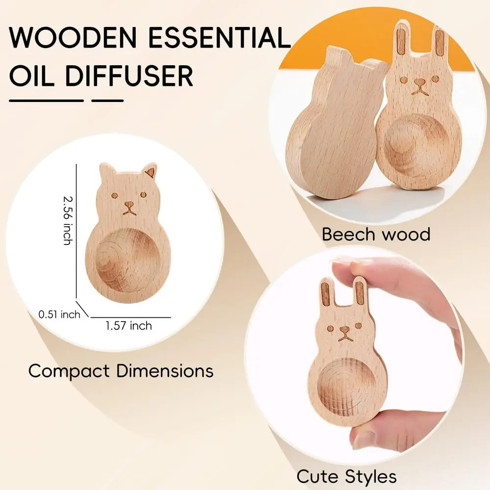 Sikunuo | 4-piece set wooden fragrance dispensers – cat & rabbit