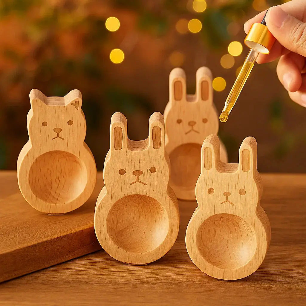 Sikunuo | 4-piece set wooden fragrance dispensers – cat & rabbit