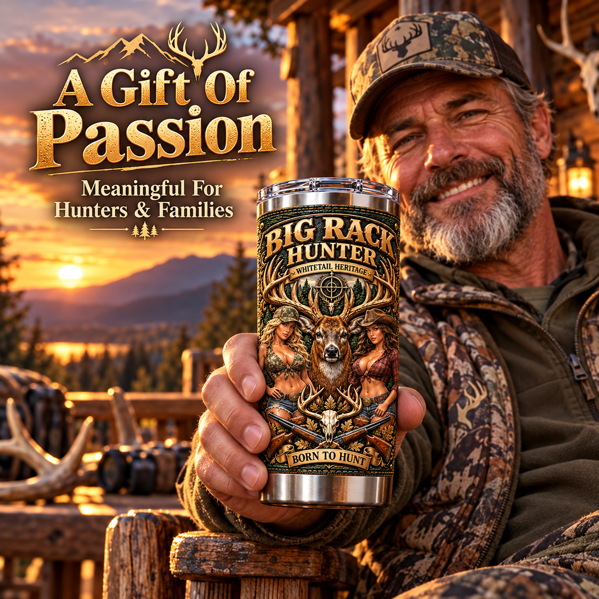 Big Rack Hunter Whitetail Heritage Insulated Travel Tumbler