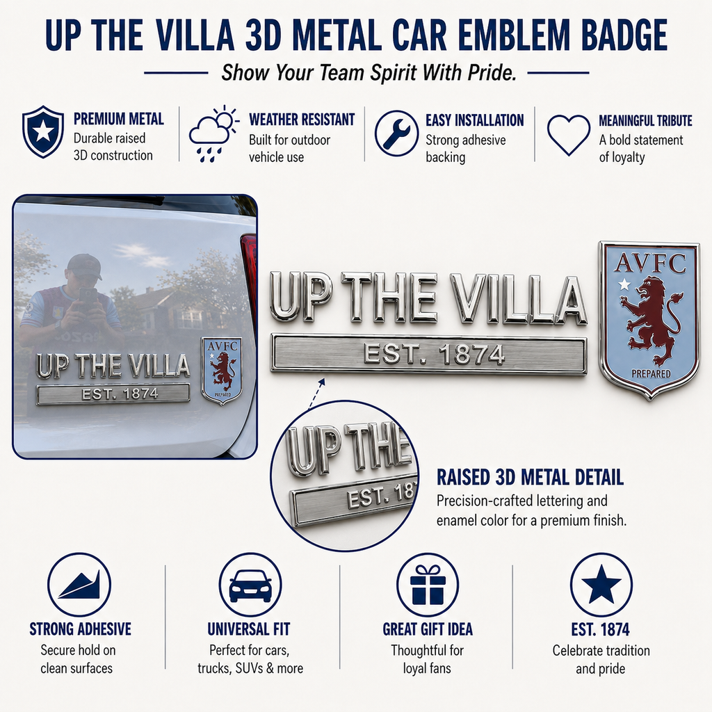 UP THE VILLA 3D Metal Car Emblem Badge