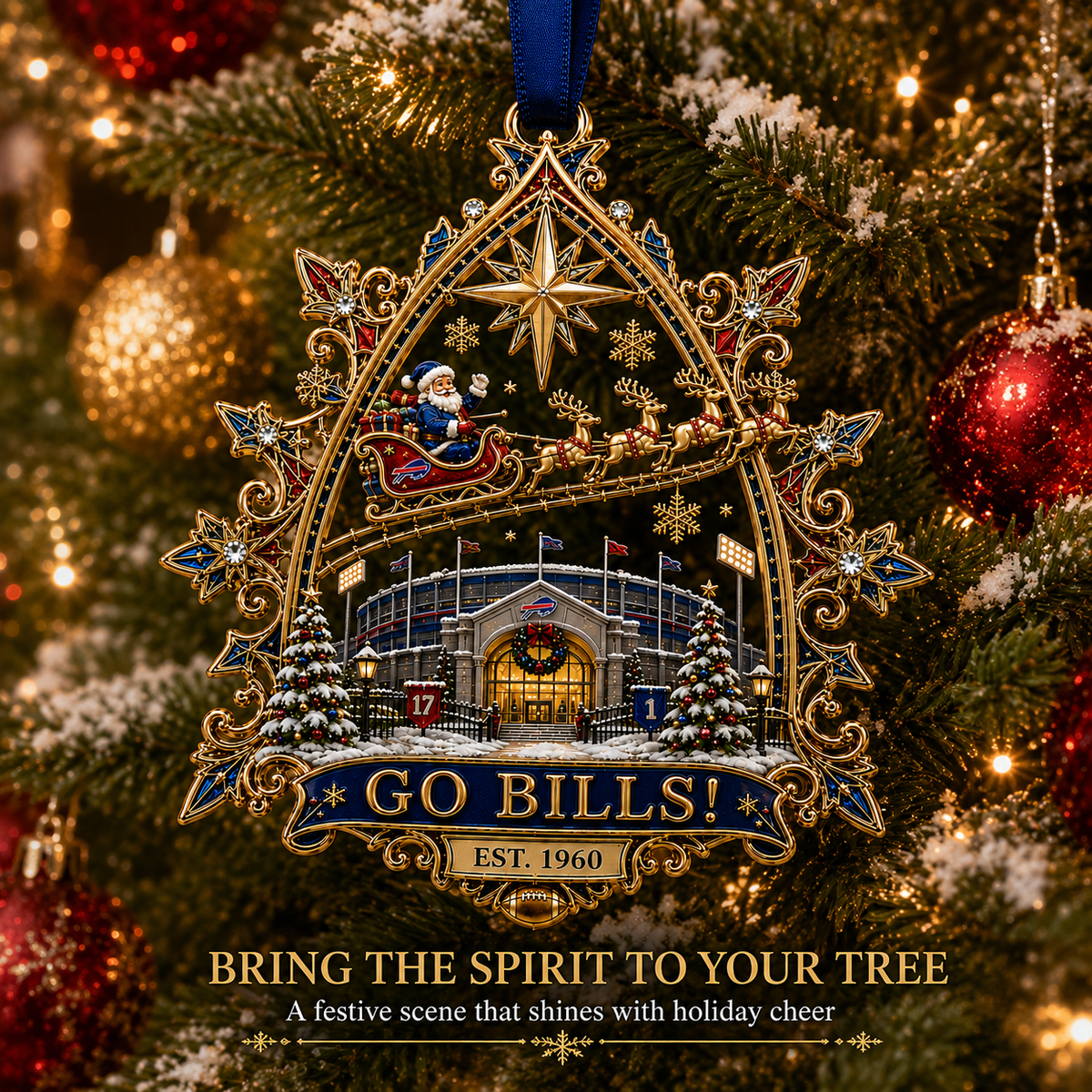 GO BILLS! Christmas Stadium Keepsake Ornament