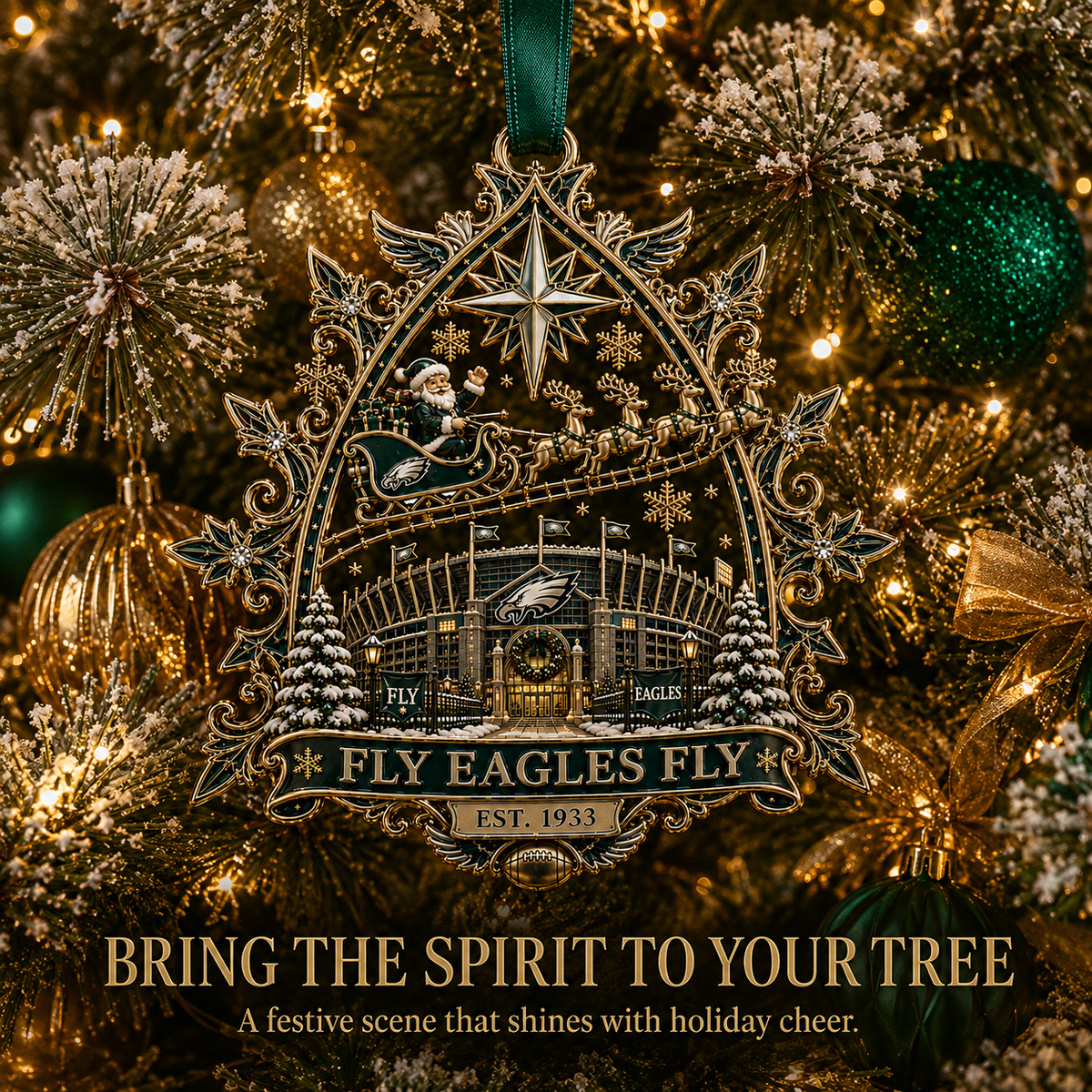 FLY EAGLES FLY Christmas Stadium Keepsake Ornament
